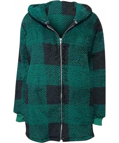 Plaid Shacket Jacket Women,2023 Winter Trendy Lapel Button Down/Zip Up Fuzzy Fleece Sherpa Jacket,Thermal Long Sleeve Coat B-...