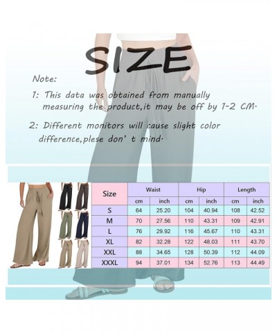 Linen Pants Women 2024 Wide Leg Pants with Pocket High Waist Adjustable Knot Loose Casual Trousers Business Work Pants 01-kha...