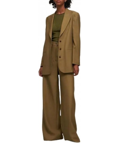 Women's Jacket Trousers Two-Piece Suit Three Buttons Peak Lapel Dinner Prom Party Office Lady Tuxedos Brown $52.79 Suits