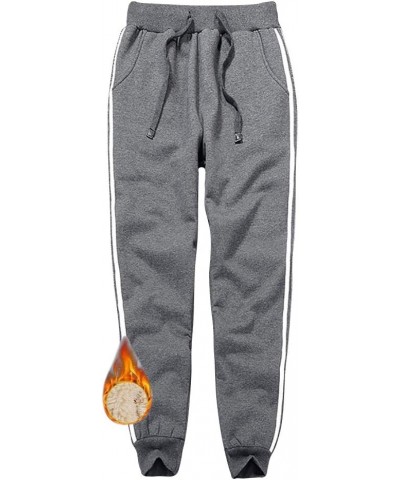 Women's Winter Thicken Sherpa Lined Sweatpants with Drawstring Warm Athletic Pants Grey $10.55 Activewear