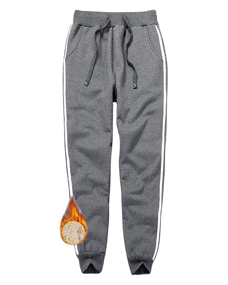 Women's Winter Thicken Sherpa Lined Sweatpants with Drawstring Warm Athletic Pants Grey $10.55 Activewear