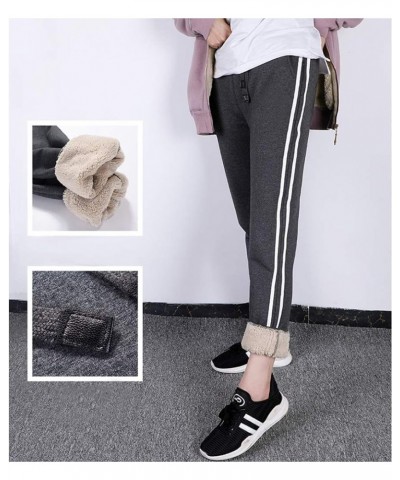 Women's Winter Thicken Sherpa Lined Sweatpants with Drawstring Warm Athletic Pants Grey $10.55 Activewear