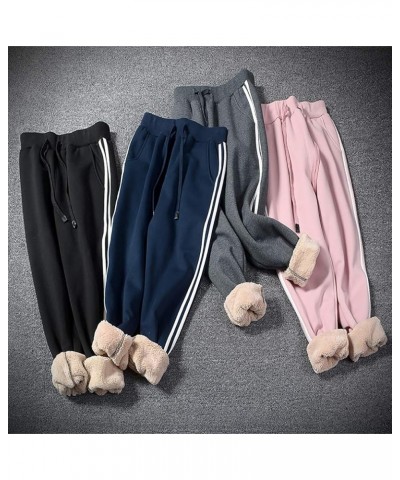 Women's Winter Thicken Sherpa Lined Sweatpants with Drawstring Warm Athletic Pants Grey $10.55 Activewear