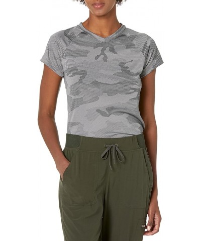 Women's Short Sleeve Double Dry Performance T-Shirt Stone Gray Camo $11.59 Activewear