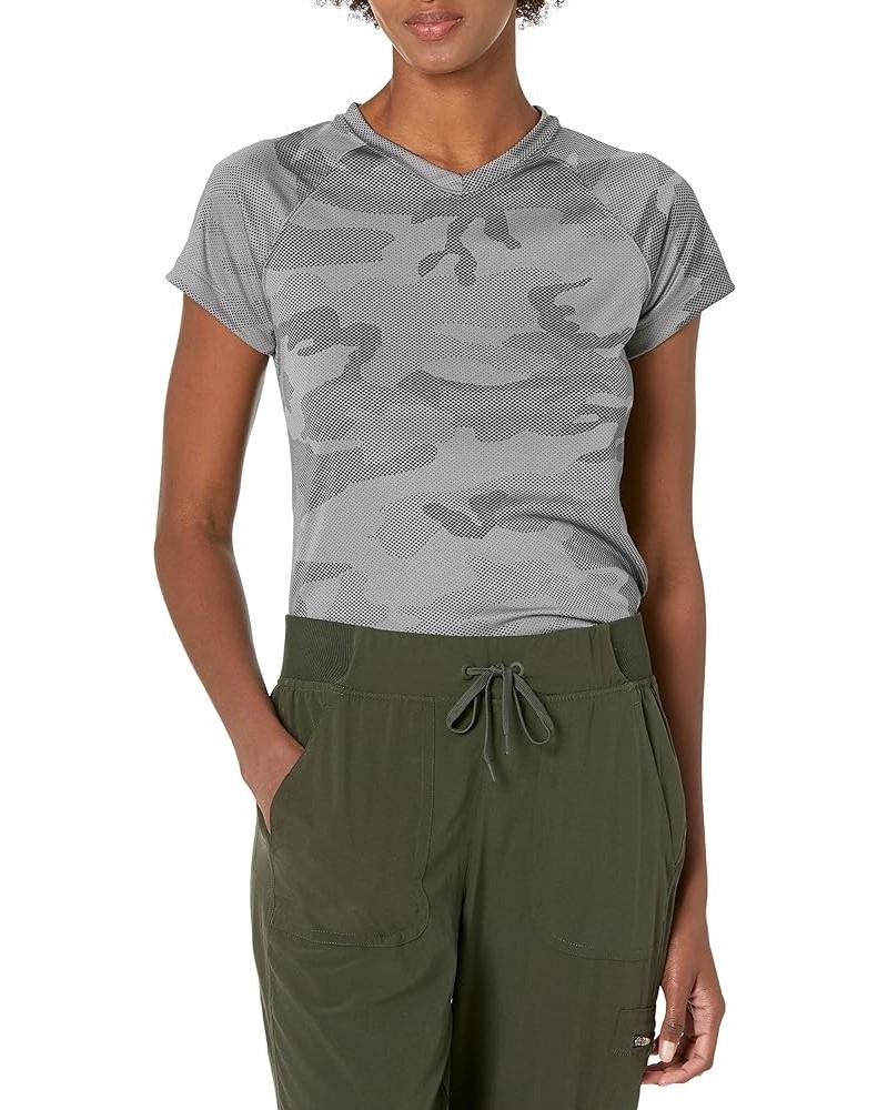 Women's Short Sleeve Double Dry Performance T-Shirt Stone Gray Camo $11.59 Activewear