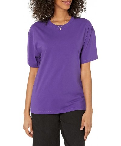 Women's Lydia Short-Sleeve Loose Drop-Shoulder Jersey T-Shirt Dark Purple $9.98 T-Shirts