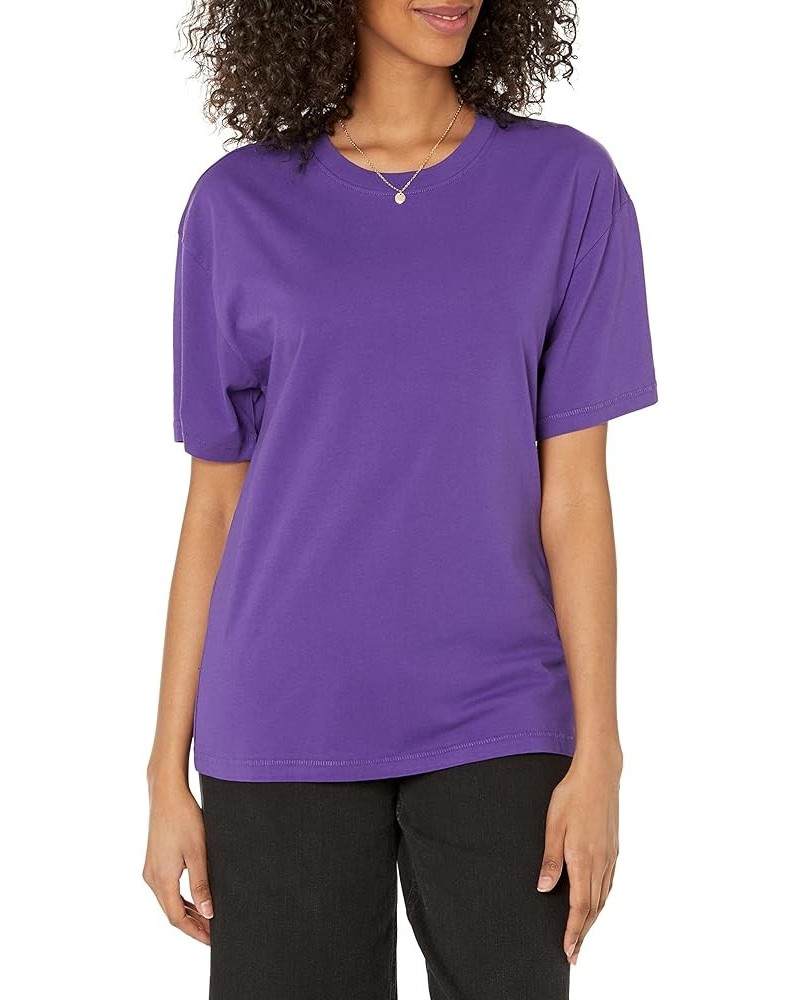 Women's Lydia Short-Sleeve Loose Drop-Shoulder Jersey T-Shirt Dark Purple $9.98 T-Shirts