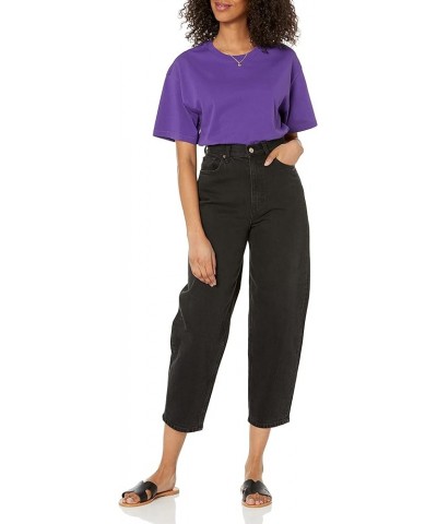 Women's Lydia Short-Sleeve Loose Drop-Shoulder Jersey T-Shirt Dark Purple $9.98 T-Shirts