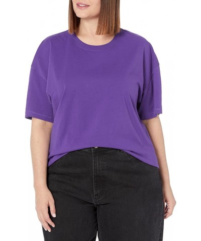 Women's Lydia Short-Sleeve Loose Drop-Shoulder Jersey T-Shirt Dark Purple $9.98 T-Shirts