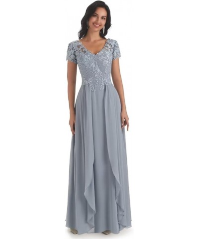 Lace Appliques Mother of The Bride Dresses for Wedding Cap Sleeve V Neck Chiffon A LineFormal Evening Party Gowns for Women T...