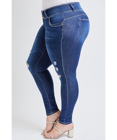 YMI Women Plus Size Wannabettabutt 3 Button Lycra Jean Made with Recycled Fibers Dark Wash Denim $11.69 Jeans