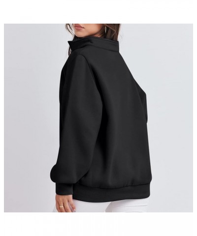 Zip Up Hoodies For Women Oversized Long Sleeve Crop Sweatshirt Quarter Zip Pullover Tops Fall Fashion Clothes 2023 G07-black ...