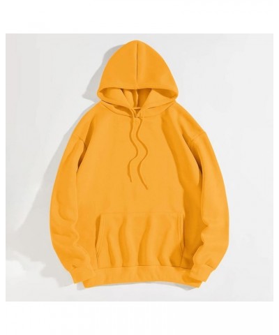 Hoodies for Women Love Your Self Printed Oversized Y2K Sweatshirt Long Sleeve Hoodie Tunic Drop Shoulder Yellow $9.17 Tops