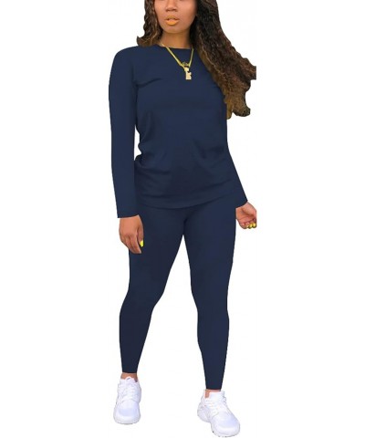 Two Piece Outfits For Women Sweatsuits Sets Casual Jogging Suit Matching Clothing 6540 Dark Blue $16.32 Activewear