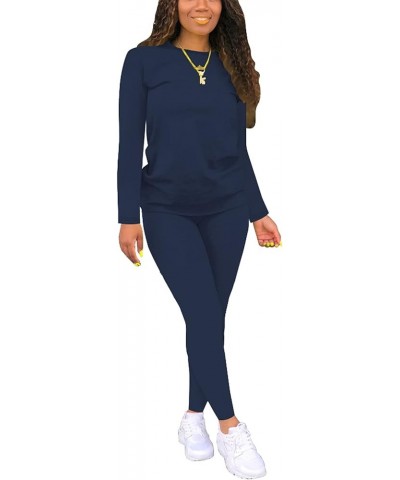 Two Piece Outfits For Women Sweatsuits Sets Casual Jogging Suit Matching Clothing 6540 Dark Blue $16.32 Activewear