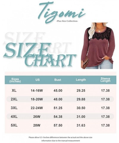 Plus Size Tops for Women Casual Long Sleeve Shirts Crew Neck Fall Tee Autumn Tunic Blouses XL-5X 3677-red $14.85 Tops