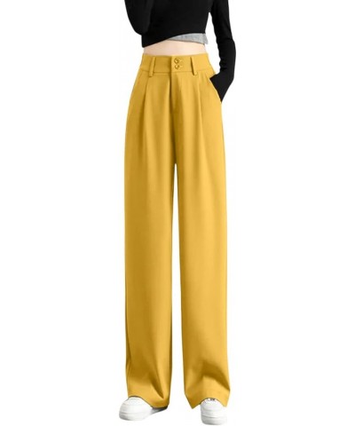 Wide Leg Pants for Women Dressy Office Casual High Waisted Palazzo Pants Plus Size Dress Pants Business Work Trousers A-yello...