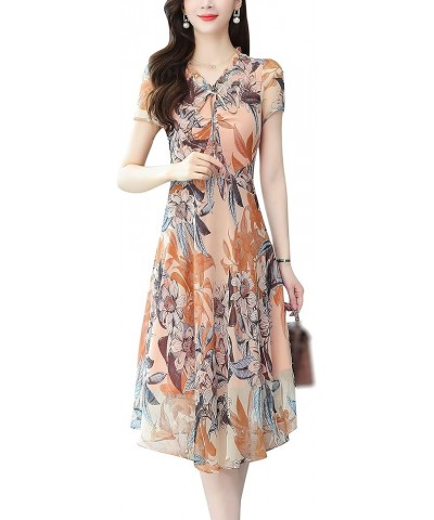 Women's Casual A-line Shirt Dress Floral Print Button up Midi Dress 19577 Style $14.24 Dresses