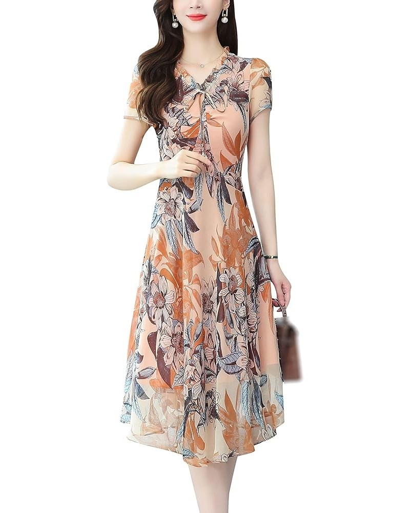 Women's Casual A-line Shirt Dress Floral Print Button up Midi Dress 19577 Style $14.24 Dresses