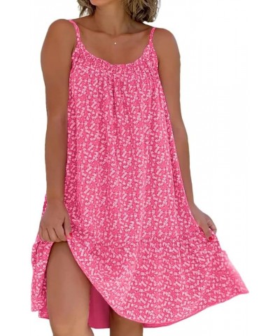 Polka Dot Spaghetti Strap Mini Dress Floral Sleeveless Sundress Casual Crewneck Loose Beach Dresses Pink $10.40 Dresses