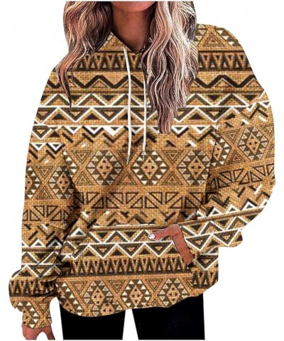 Womens Aztec Print Sweatshirt Ethnic Geometric Graphic Hoodies Vintage Western Tribal Drawstring Pullover Plus Size Hoodies 2...