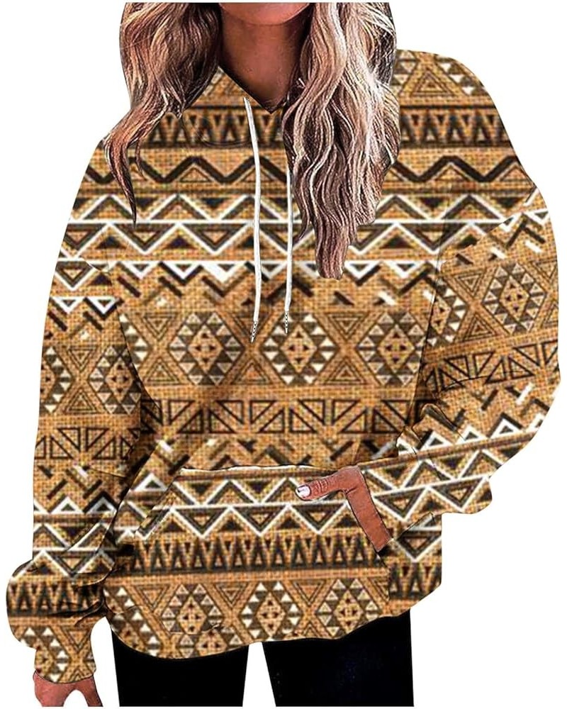 Womens Aztec Print Sweatshirt Ethnic Geometric Graphic Hoodies Vintage Western Tribal Drawstring Pullover Plus Size Hoodies 2...