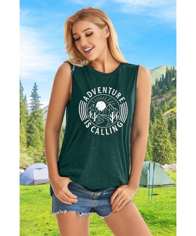 Women Adventure is Calling Tank Tops Funny Hiking Graphic Tee Mountain Camping Vest Casual Funny Saying Sleeveless Shirt Gree...