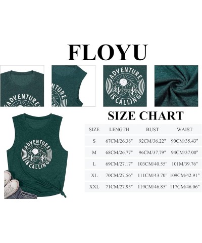 Women Adventure is Calling Tank Tops Funny Hiking Graphic Tee Mountain Camping Vest Casual Funny Saying Sleeveless Shirt Gree...