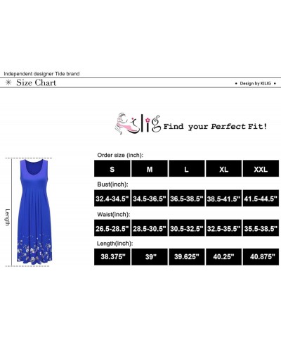 Women Summer Dresses 2024 Floral Print Casual Soft Pleated Sleeveless Crewneck Tank Sundress Midi for Beach Resort A1-royal B...