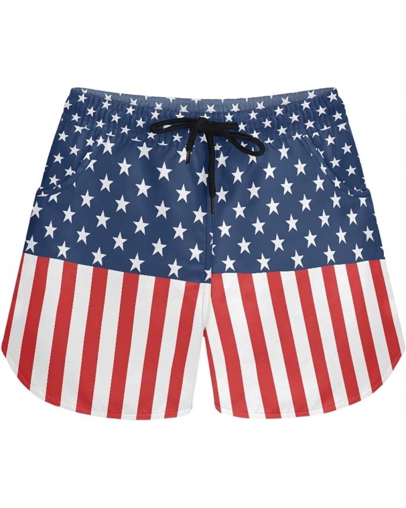 Hot Summer Beach Shorts for Women Hawaii Elastic Boardshorts Sports Pants 4th of July American Flag $10.56 Swimsuits