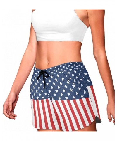 Hot Summer Beach Shorts for Women Hawaii Elastic Boardshorts Sports Pants 4th of July American Flag $10.56 Swimsuits