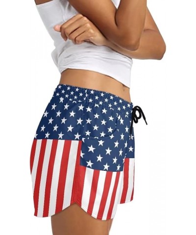 Hot Summer Beach Shorts for Women Hawaii Elastic Boardshorts Sports Pants 4th of July American Flag $10.56 Swimsuits