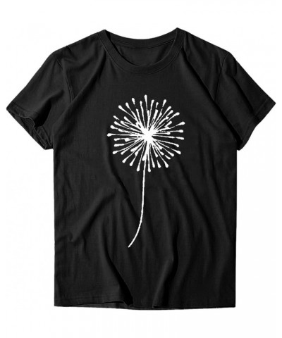 Women's Summer Sunflower T Shirt Flower Graphic Loose Tees Crew Neck Short Sleeve Casual Tops 01-black $8.25 T-Shirts