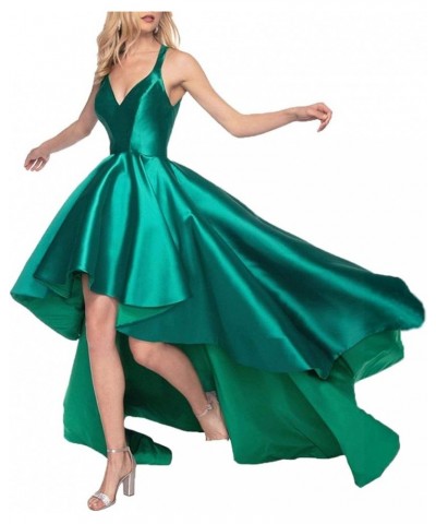 Halter High Low Prom Dress Long A-line Satin Formal Evening Party Gown Black $47.69 Dresses