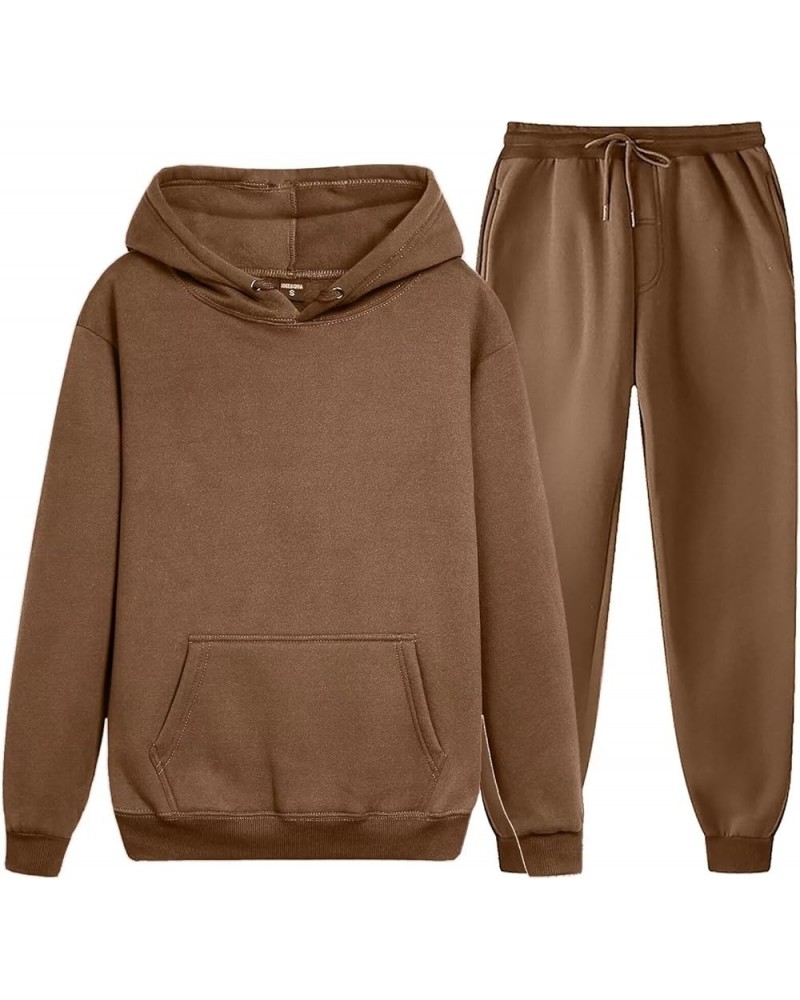 Sweatsuits For Men Womens Tracksuit 2 Piece Jogger Set Hoodie Sweatershirt and Sweatpant Sweatsuit Brown 01 $15.30 Activewear