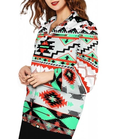 Button Up Shirt Women Casual Long Sleeve Button Dowen Blouse Tunic Tops Plus Size S-5XL Aztec Style $15.05 Blouses