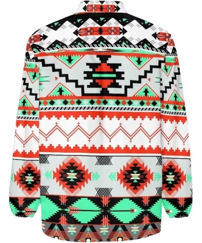 Button Up Shirt Women Casual Long Sleeve Button Dowen Blouse Tunic Tops Plus Size S-5XL Aztec Style $15.05 Blouses