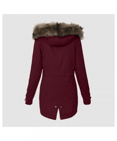 Womens Winter Warm Hooded Plush Lining Outwear Thicken Hoodie Jacket Plus Size Zipper Button Outdoor Cotton Coat Wine $34.67 ...