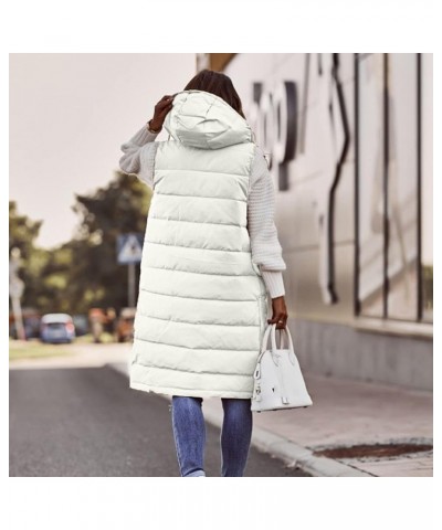 Women's Long Down Jacket Sleeveless Hooded Jacket Winter Warm Plus Size Slim Zipper Coats Outdoor Quilted Vest 3X-Large White...