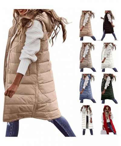 Women's Long Down Jacket Sleeveless Hooded Jacket Winter Warm Plus Size Slim Zipper Coats Outdoor Quilted Vest 3X-Large White...