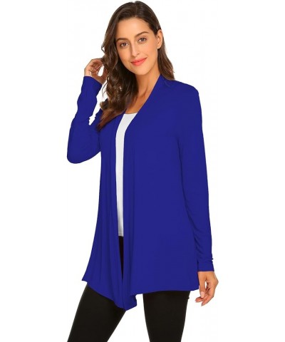 Womens Casual Lightweight Long Sleeve Cardigan Soft Drape Open Front Fall Dusters (S-3XL) Royal Blue $13.60 Sweaters