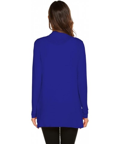 Womens Casual Lightweight Long Sleeve Cardigan Soft Drape Open Front Fall Dusters (S-3XL) Royal Blue $13.60 Sweaters