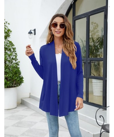 Womens Casual Lightweight Long Sleeve Cardigan Soft Drape Open Front Fall Dusters (S-3XL) Royal Blue $13.60 Sweaters