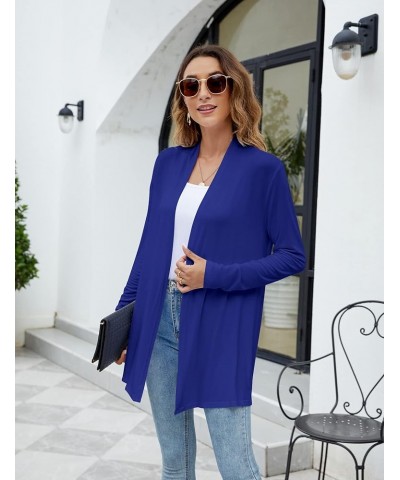 Womens Casual Lightweight Long Sleeve Cardigan Soft Drape Open Front Fall Dusters (S-3XL) Royal Blue $13.60 Sweaters