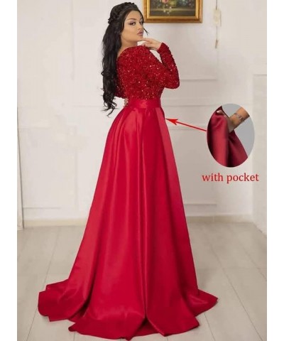 Women's High Split Evening Dress V Neck Prom Gown Long Sleeve Party Gown B-blush Pink $30.55 Dresses