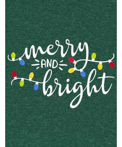 Christmas Shirts Womens Merry and Bright Shirt Xmas Holiday Tshirt Christmas Lights Tee Tops Green $12.25 T-Shirts