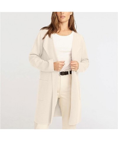 Appehinglaus Coatigan, Lapel Classy Coatigan, Lapel Casual Solid Classy Sweater Jacket White Large $22.54 Sweaters