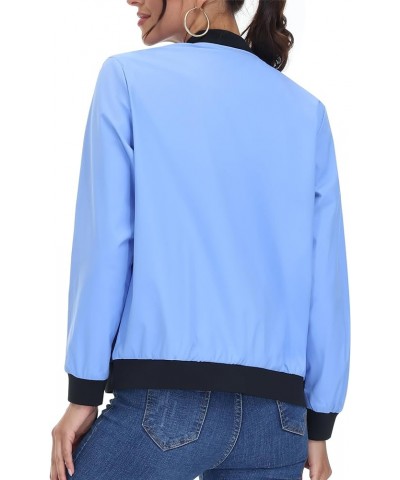 Women's Casual Bomber Jacket Lightweight Windbreaker Jackets Windproof Spring Fall Jackets with Pockets Light Blue $21.99 Jac...