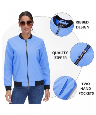 Women's Casual Bomber Jacket Lightweight Windbreaker Jackets Windproof Spring Fall Jackets with Pockets Light Blue $21.99 Jac...