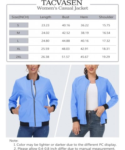 Women's Casual Bomber Jacket Lightweight Windbreaker Jackets Windproof Spring Fall Jackets with Pockets Light Blue $21.99 Jac...